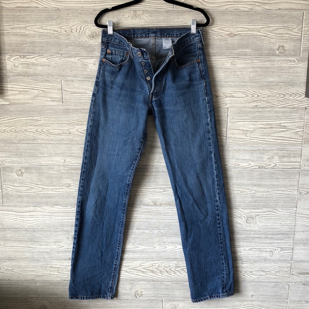 Vintage 90’s style high waisted button fly Levi Strauss 501 jeans